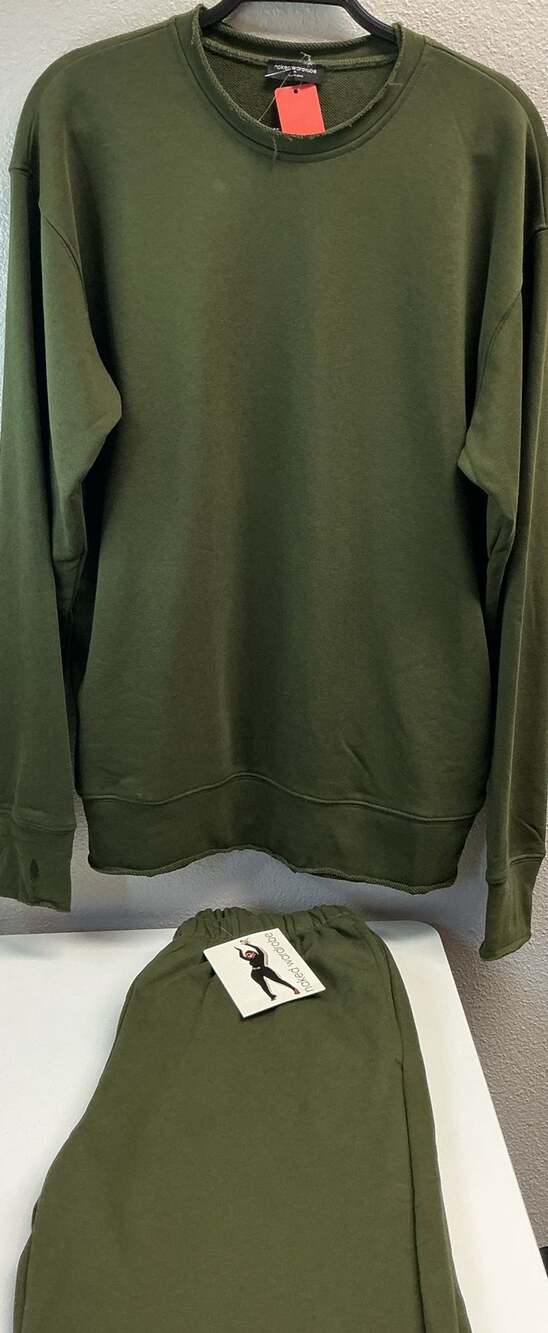 Naked Wardrobe Sweatshirt Set Size M Green Pullover Lounge Set